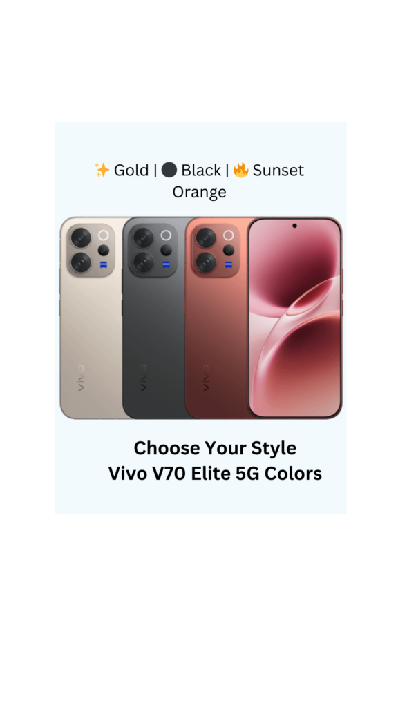 Vivo V70 Elite 5G smartphone color options and design 2026