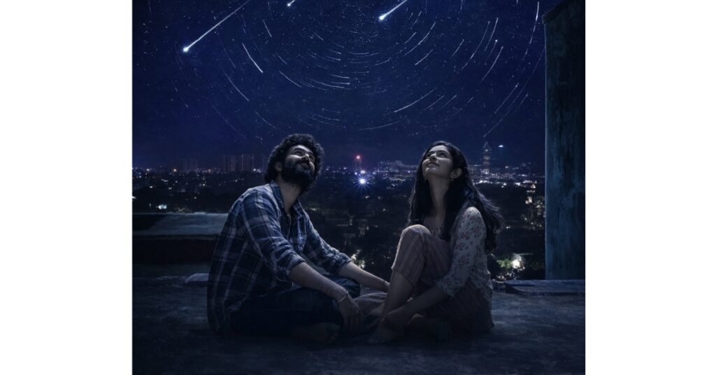 Couple sitting under starry sky romantic scene Couple Friendly movie