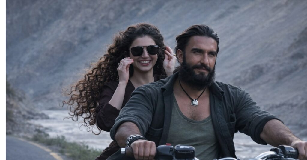 Dhurandhar movie romantic bike scene Ranveer Singh