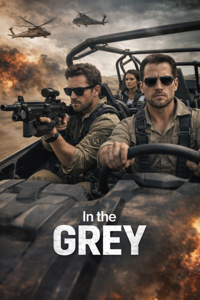 In the Grey Movie 2026 action scene with soldiers in a desert mission