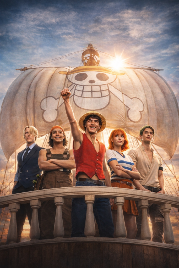One Piece Season 3 live action Straw Hat pirates crew on ship