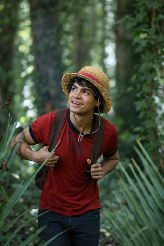 Shanks giving Luffy the straw hat in One Piece live action