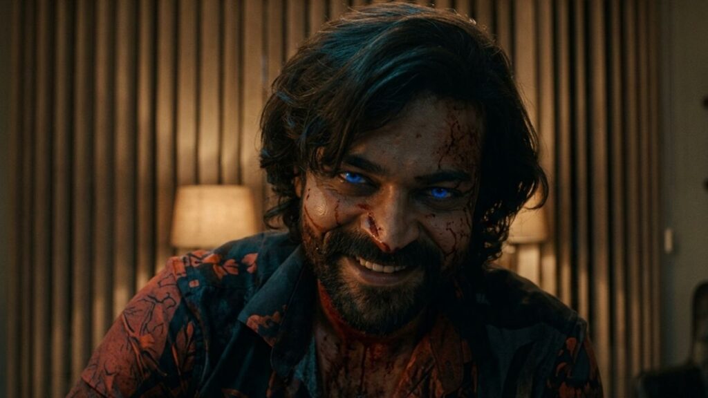 Varun Tej evil look Korean Kanakaraju horror comedy movie scene