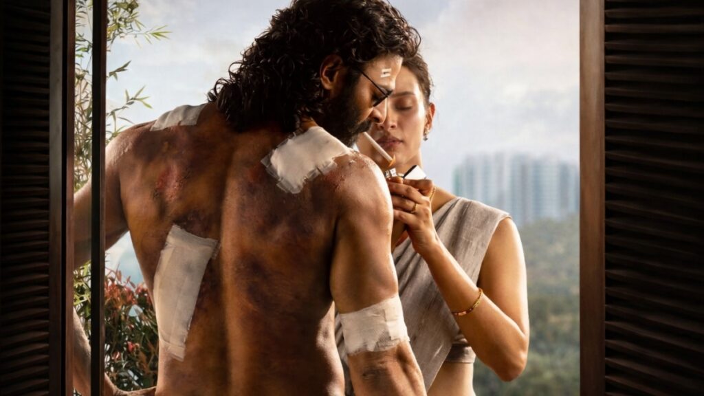 Spirit movie 2026 Prabhas intense look action film poster