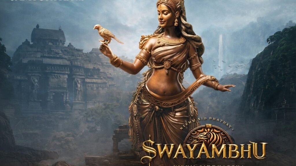 Swayambhu movie battle scene with warrior running through fire