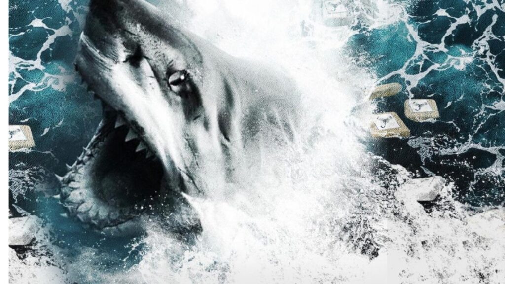 Thrash Movie 2026 underwater shark scene with diver