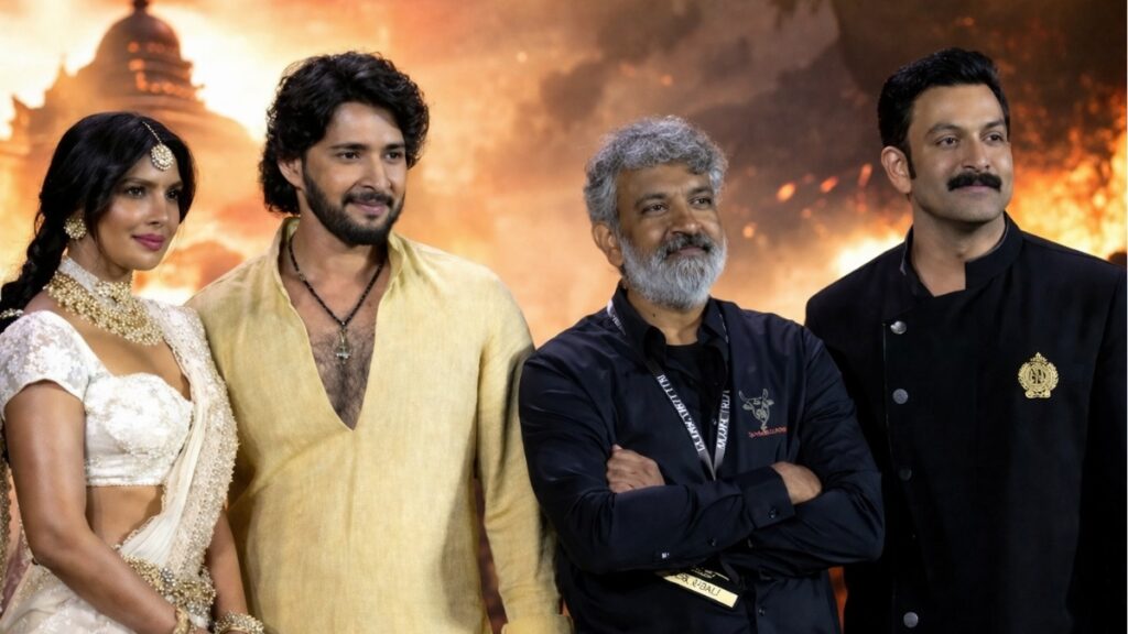 Varanasi film team HD image Mahesh Babu Rajamouli Priyanka Chopra